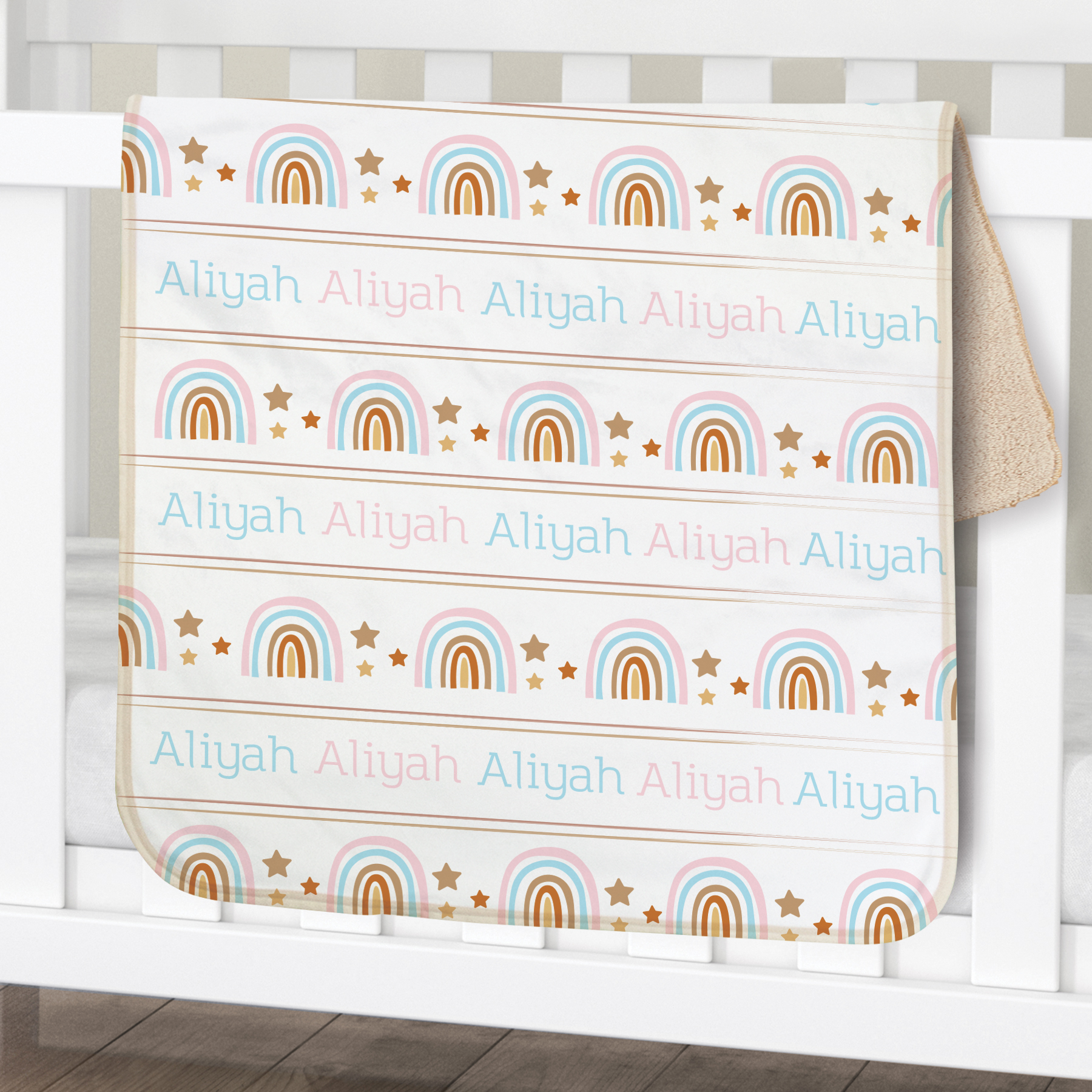 Personalized Rainbow Pattern Baby Sherpa Uxxx114X